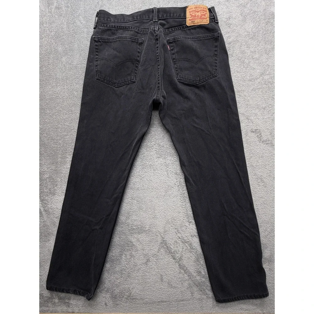 Levis 505 Jeans Mens Measured 35x31 Black Straight Leg 100% Cotton Denim‎ Casual